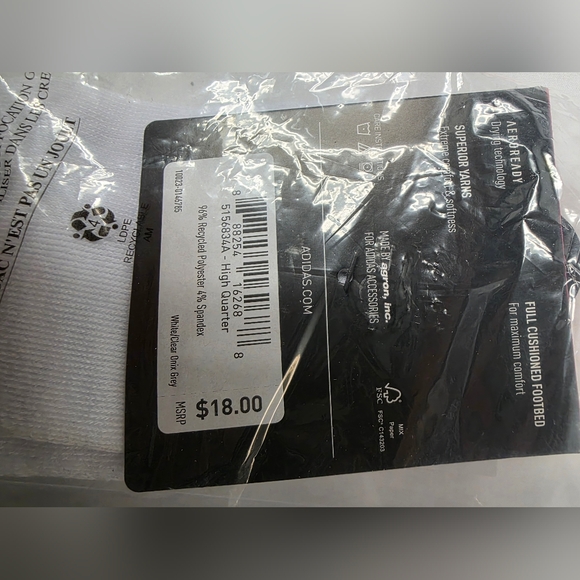 Adidas Bundle Of 6 Pair (2 Pkgs Of 3) Womens Cushioned Sport High Quarter Socks - Picture 5 of 5